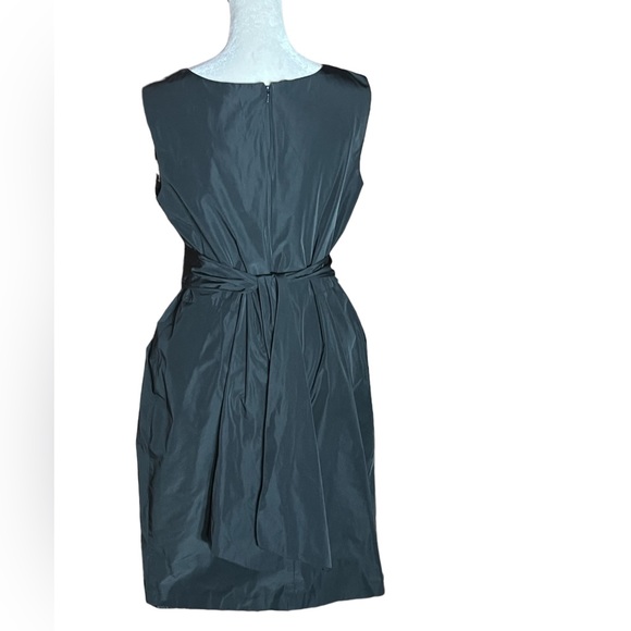 COLLECTIONS BY LOUREA BLACK TAFFETA PEARL WAIST TIE MIDI FORMAL DRESS EUC 12 - Picture 5 of 8
